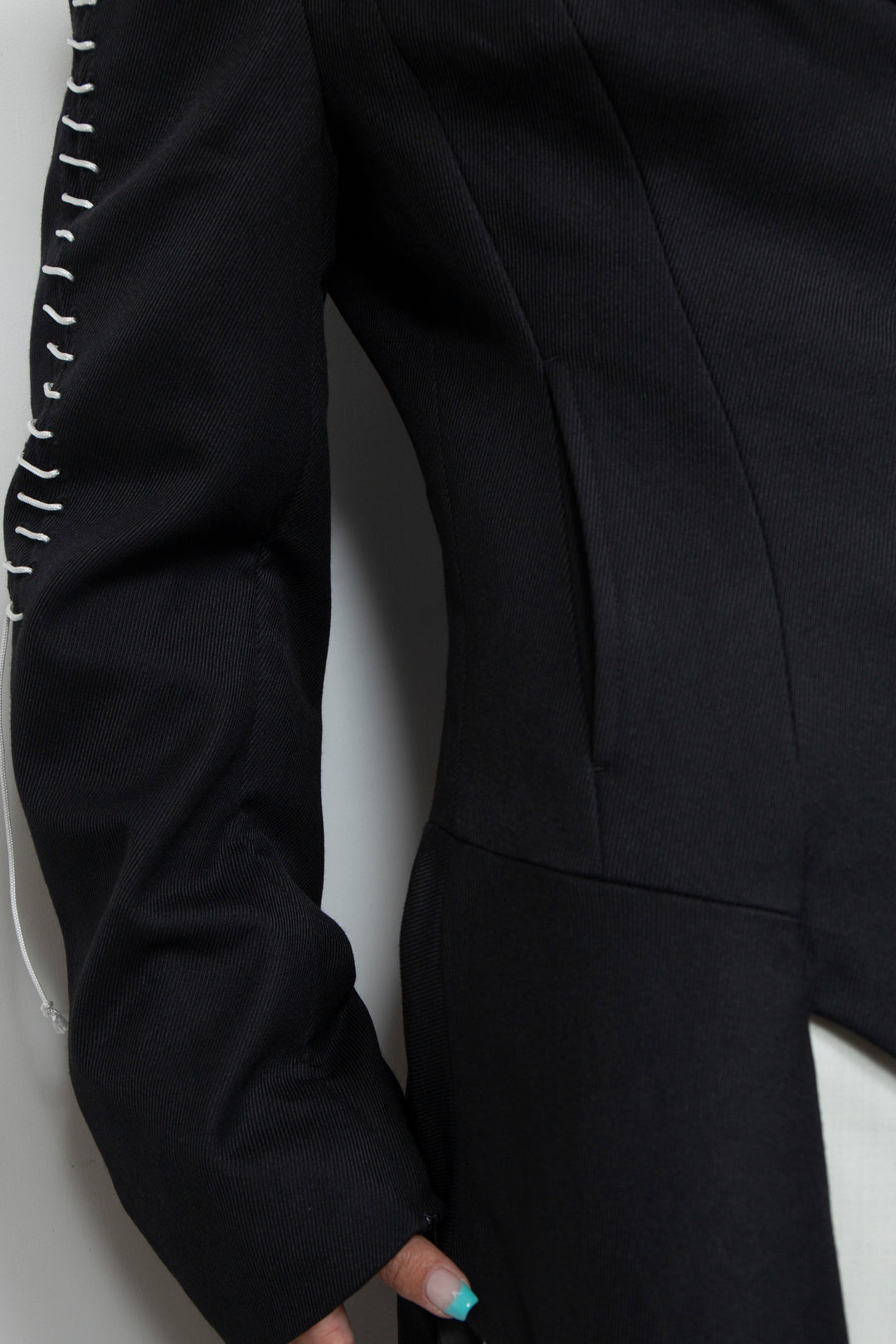 Peaked Flare Layered Jacket BLACK