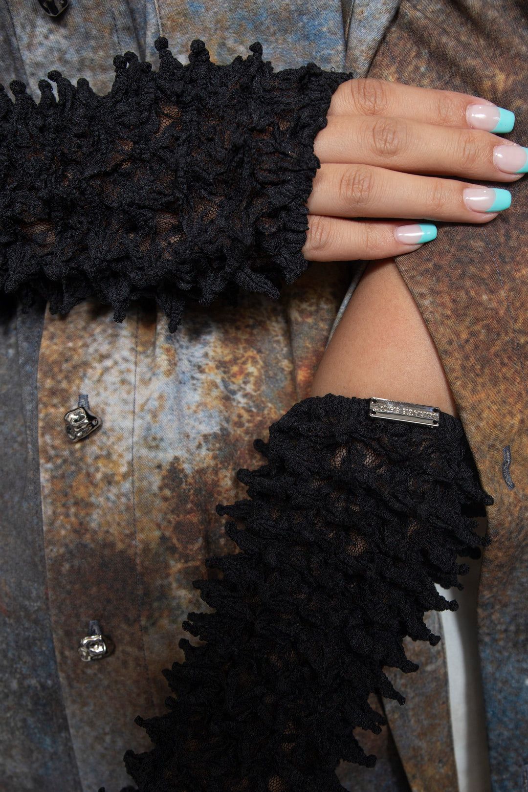 Versatile Spiky Shibori Gloves / Hybrid Lace BLACK