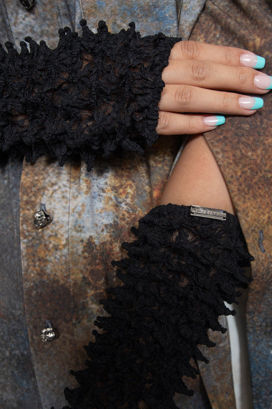 Versatile Spiky Shibori Gloves / Hybrid Lace BLACK