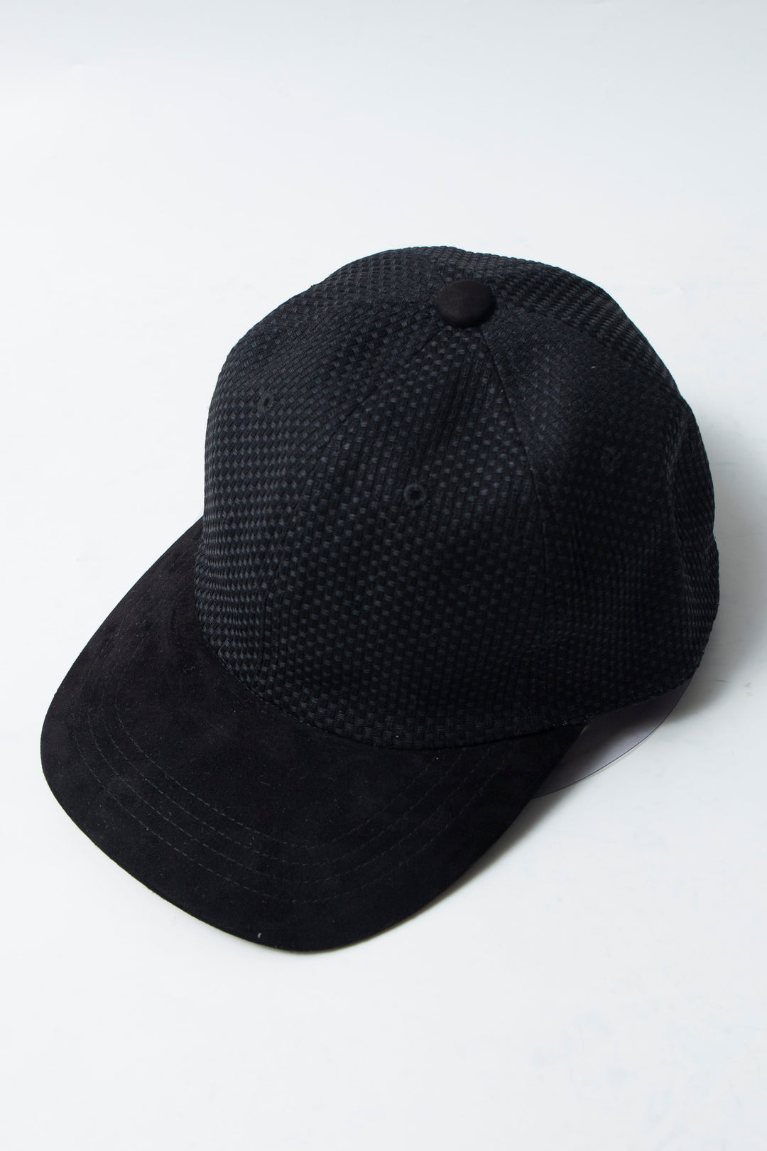 Sashiko × Leather 6panel Cap Black