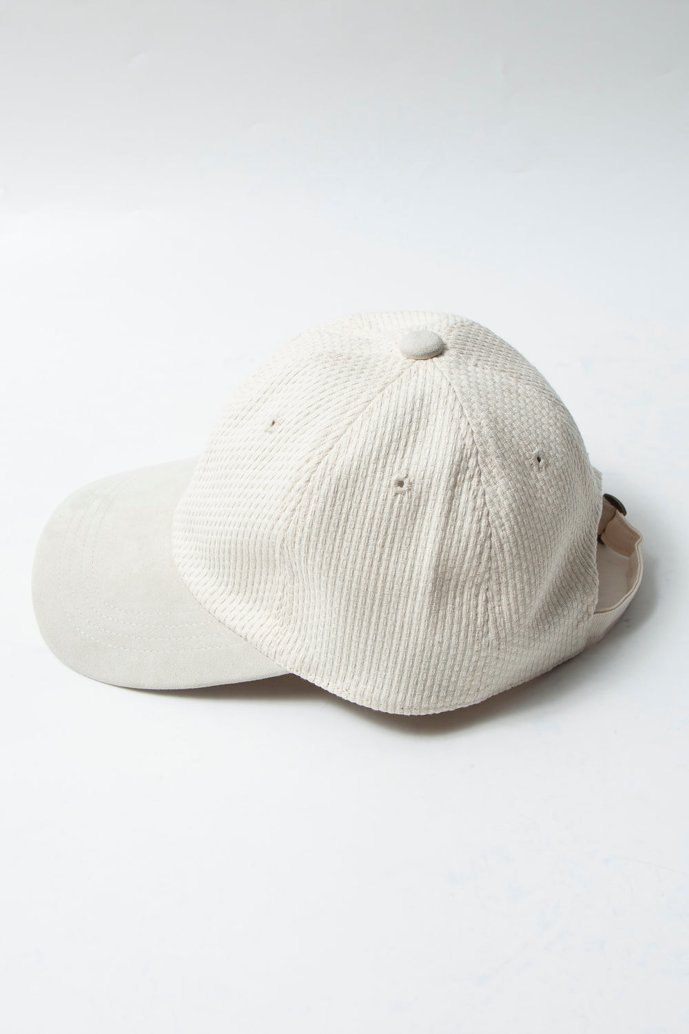 Sashiko × Leather 6panel Cap Ecru