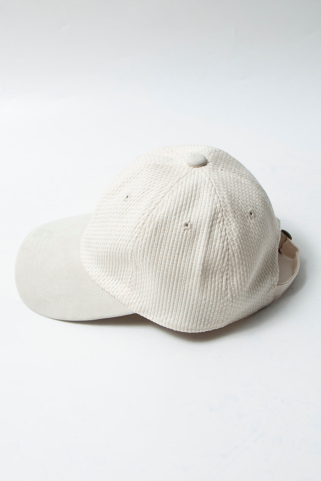 Sashiko × Leather 6panel Cap Ecru