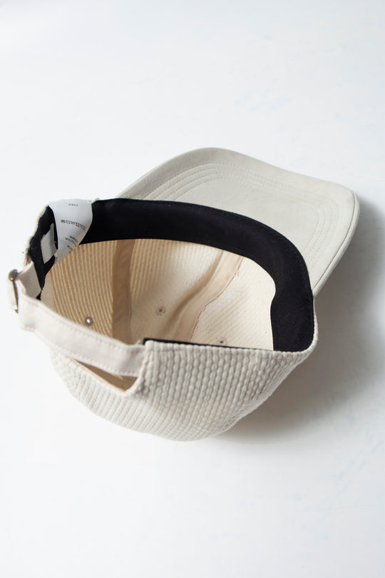 Sashiko × Leather 6panel Cap Ecru