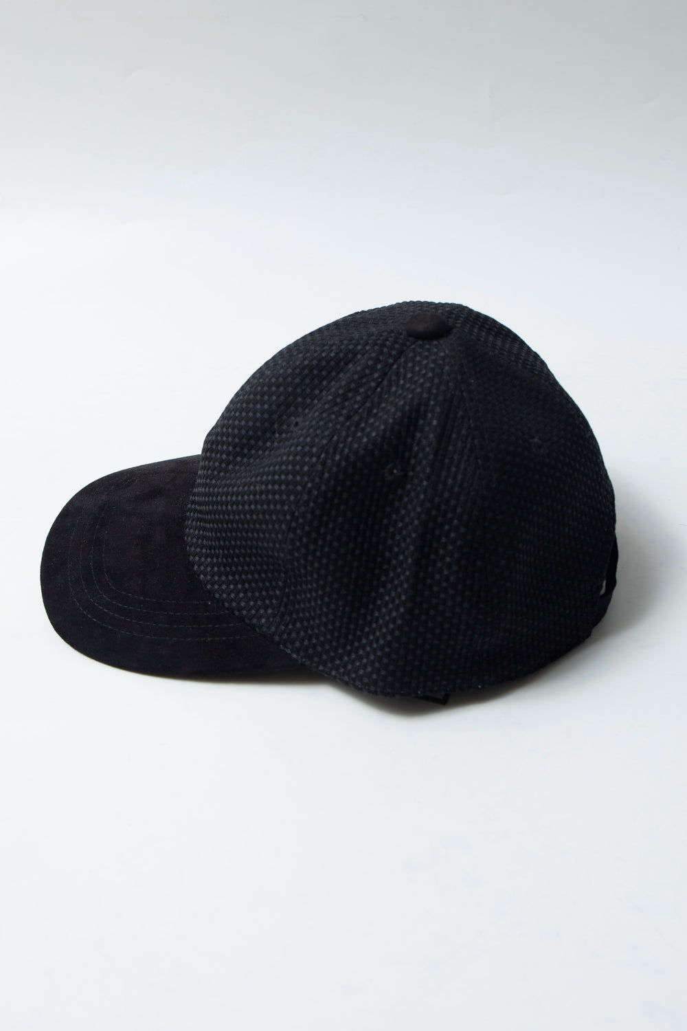 Sashiko × Leather 6panel Cap Black