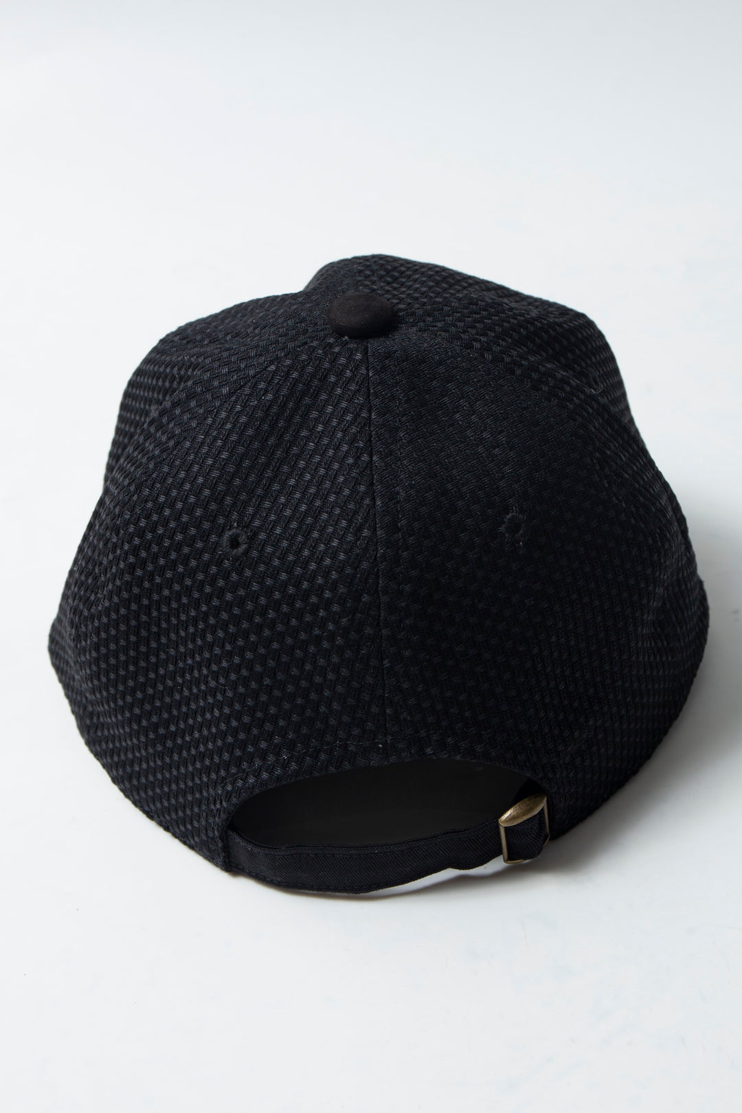 Sashiko × Leather 6panel Cap Black