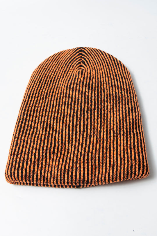 Double Knit Beanie Orange × Black