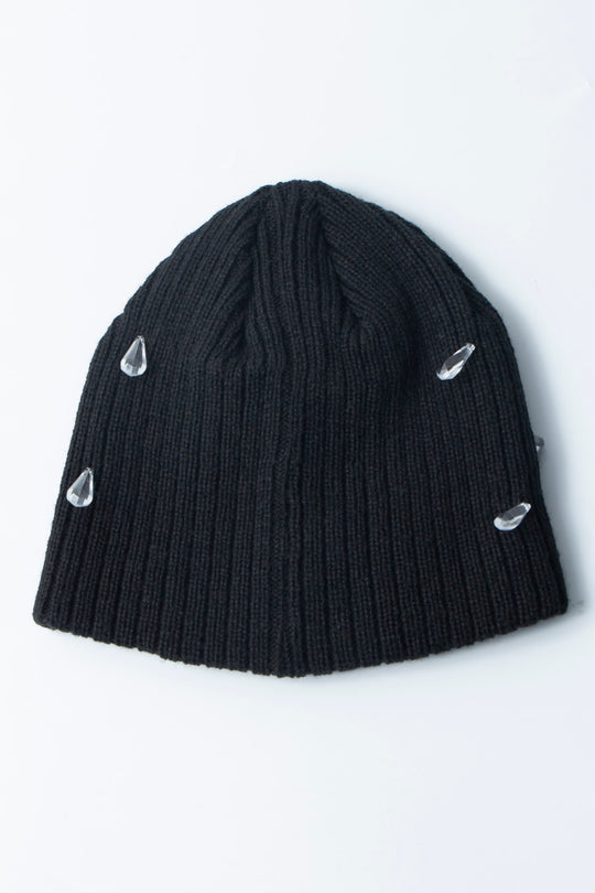 Kirakira Crystal Knit Hat Black