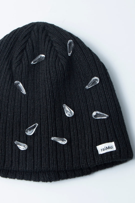 Kirakira Crystal Knit Hat Black