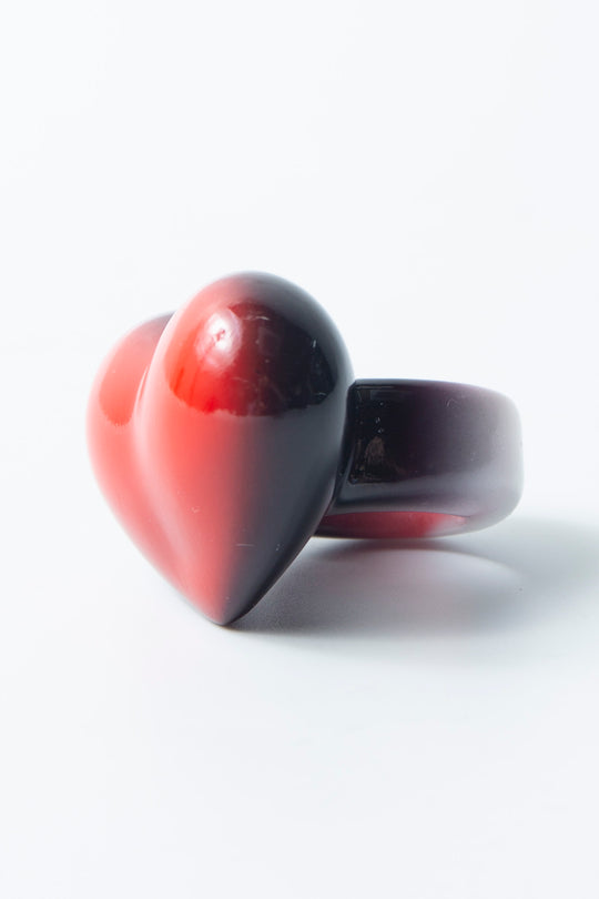 heart ring black × red 15