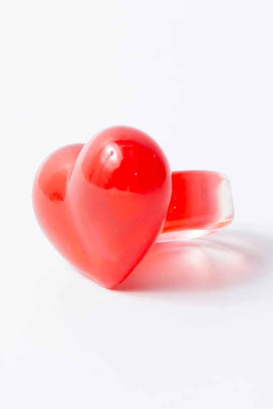 heart ring clear red 15