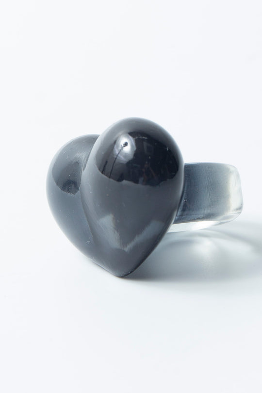 heart ring clear black 15