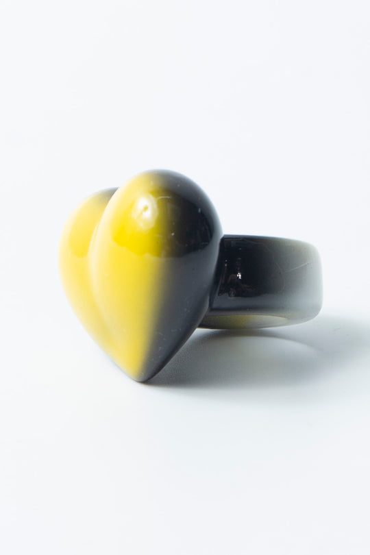 heart ring black × yellow 10