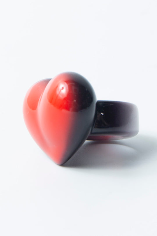 heart ring black × red 10