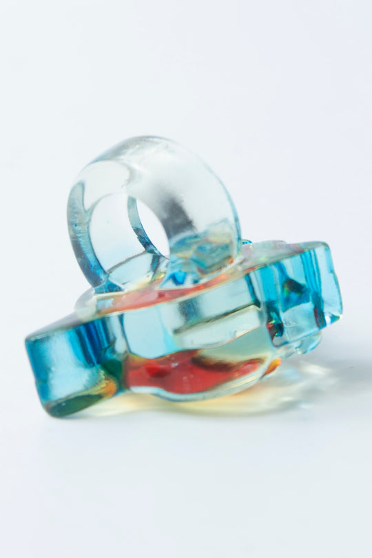 dolphin ring clear blue × orange 5