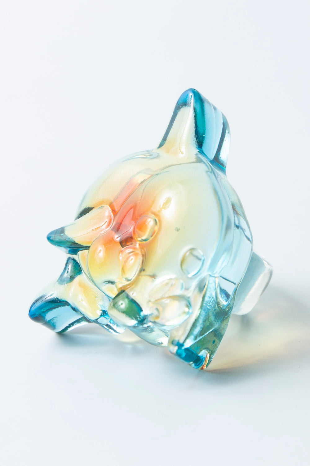 dolphin ring clear blue × orange 12