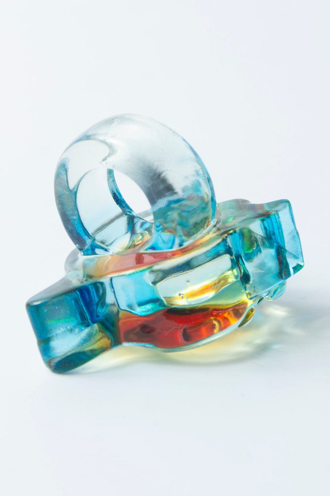 dolphin ring clear blue × orange 12