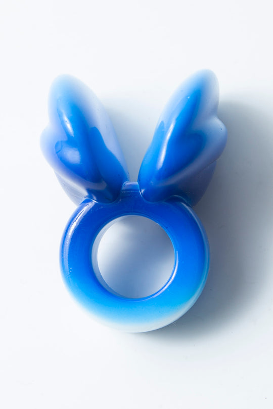 angel wing ring  blue × white 22