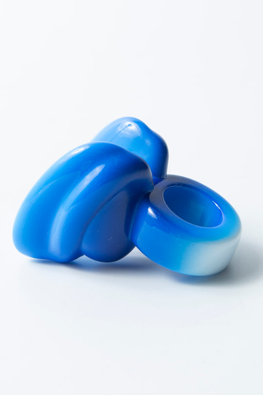 angel wing ring  blue × white 22