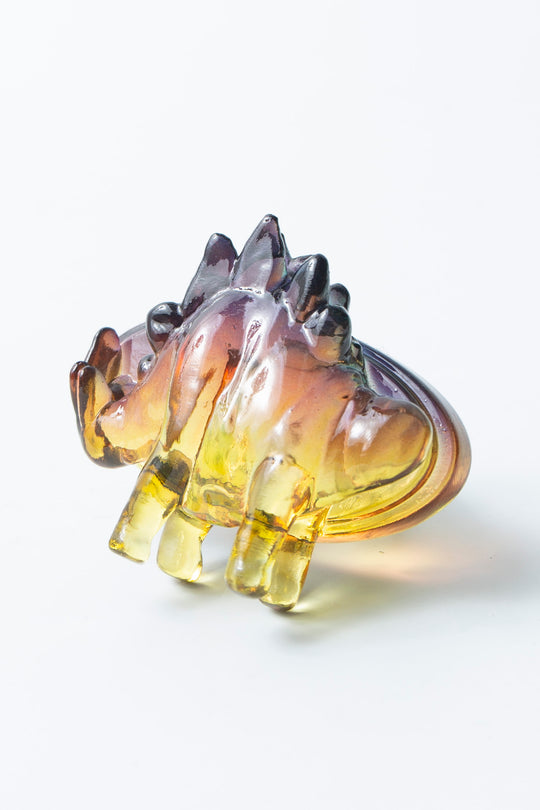 Stegosaurus ring clear yellow × brown 15