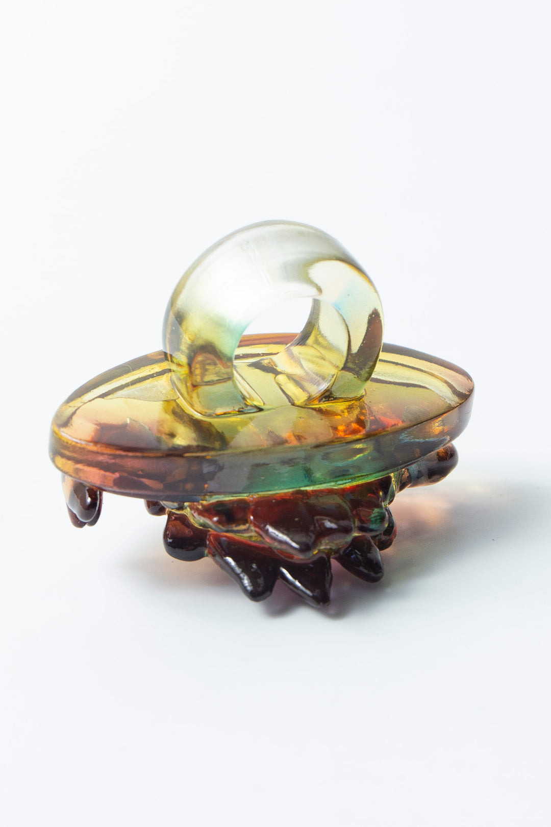 Stegosaurus ring clear yellow × brown 15