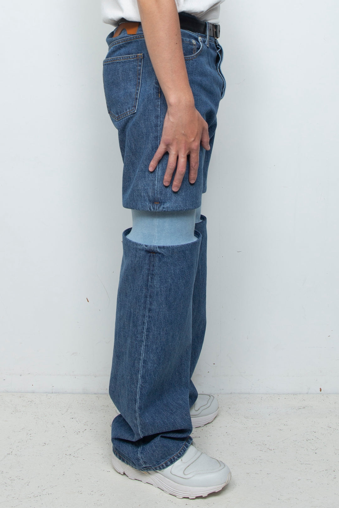Rib Knit Denim Bottoms Indigo