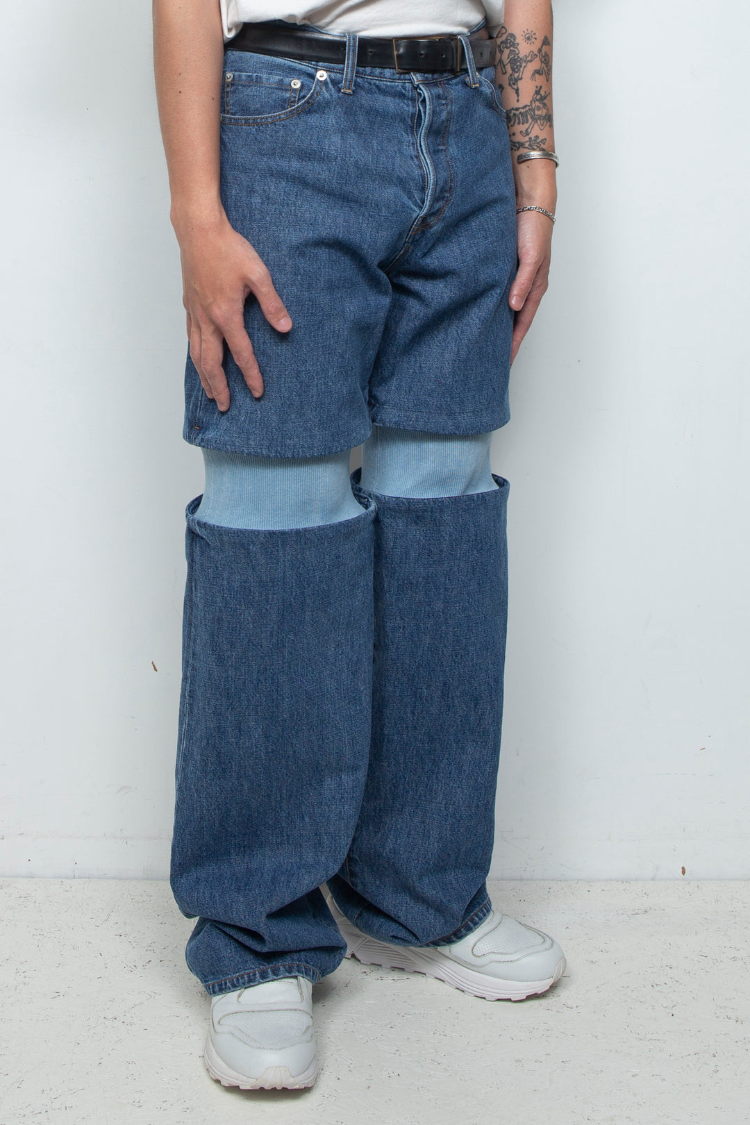 Rib Knit Denim Bottoms Indigo