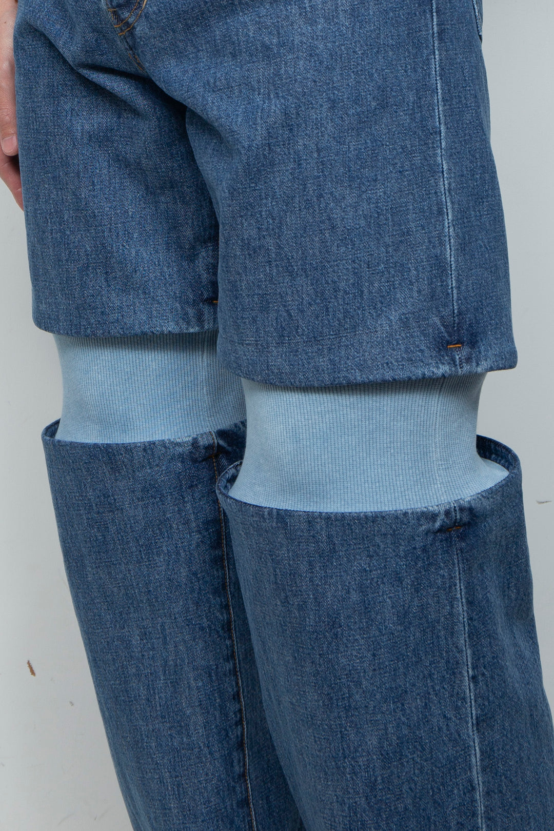 Rib Knit Denim Bottoms Indigo