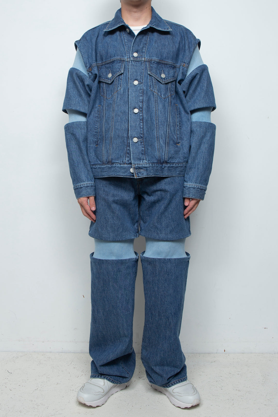 Rib Knit Denim Bottoms Indigo