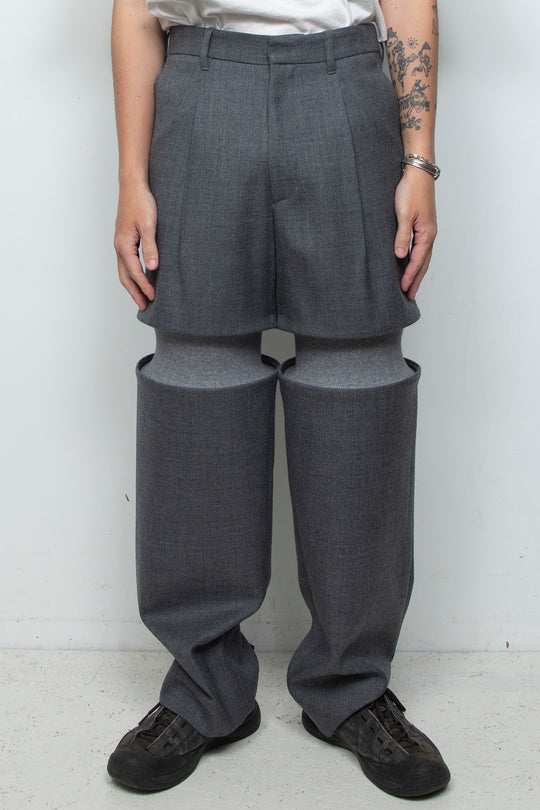 Rib Knit Slacks Gray