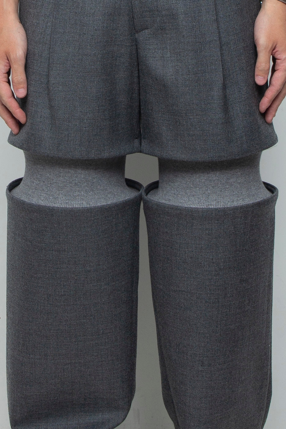 Rib Knit Slacks Gray