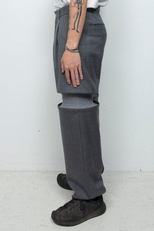 Rib Knit Slacks Gray