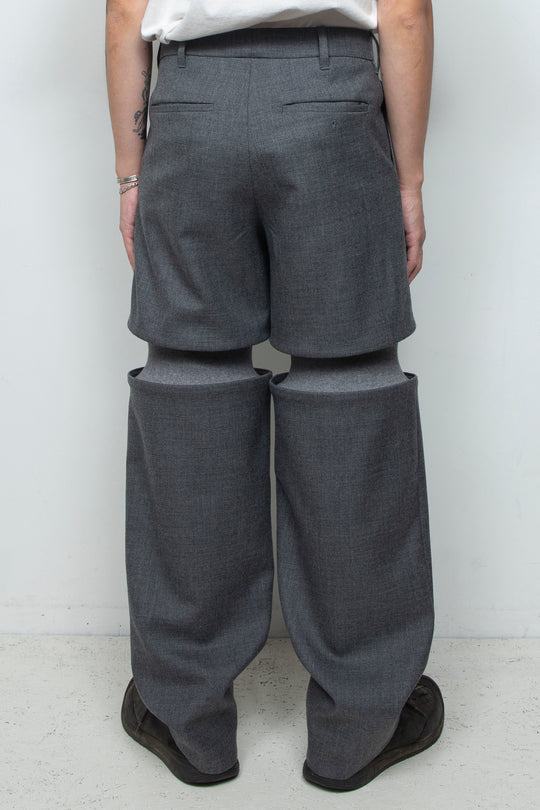 Rib Knit Slacks Gray
