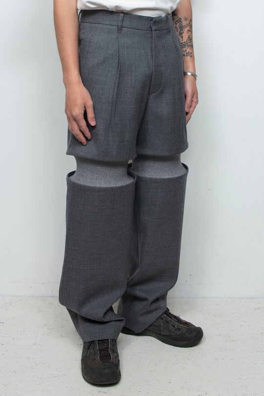 Rib Knit Slacks Gray