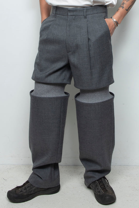 Rib Knit Slacks Gray