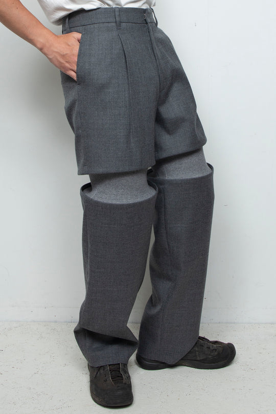 Rib Knit Slacks Gray