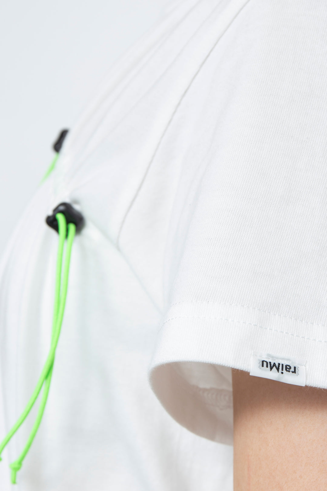 Drawstring Gathered T-Shirt White