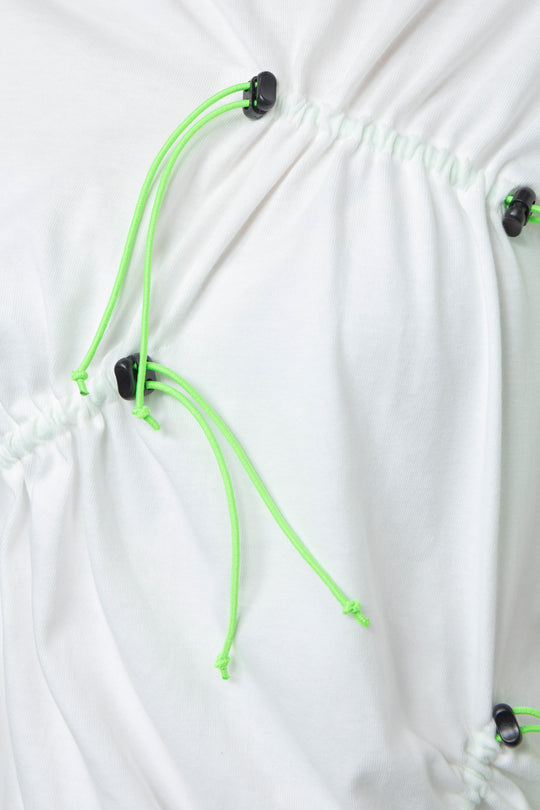 Drawstring Gathered T-Shirt White