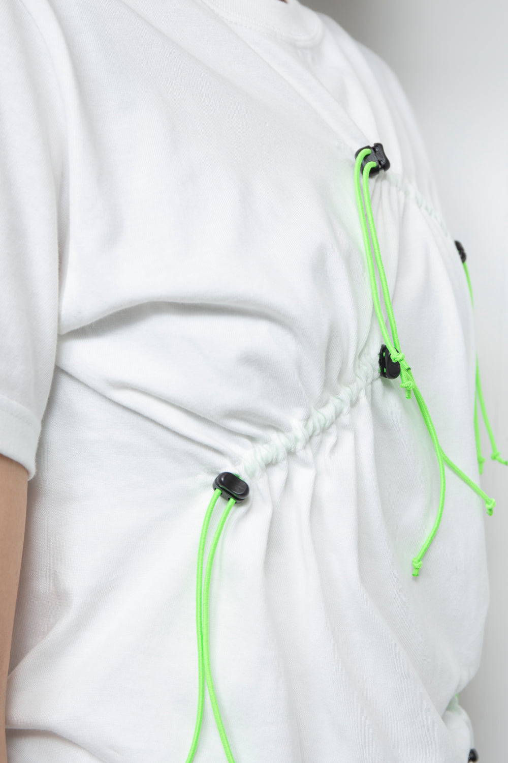 Drawstring Gathered T-Shirt White