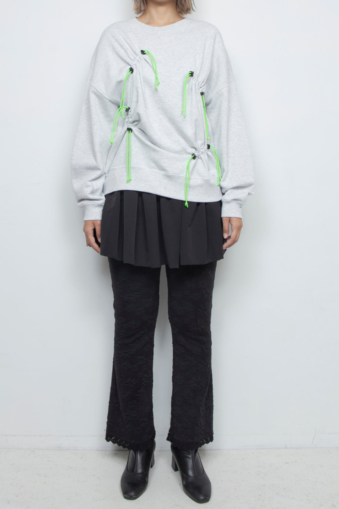 Drawcord Gathered Sweatshirt Ash Gray