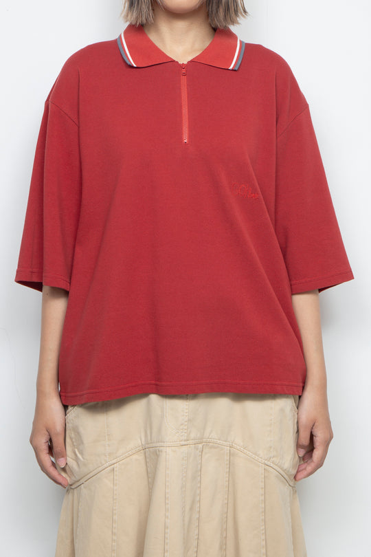Half Zip Polo Red