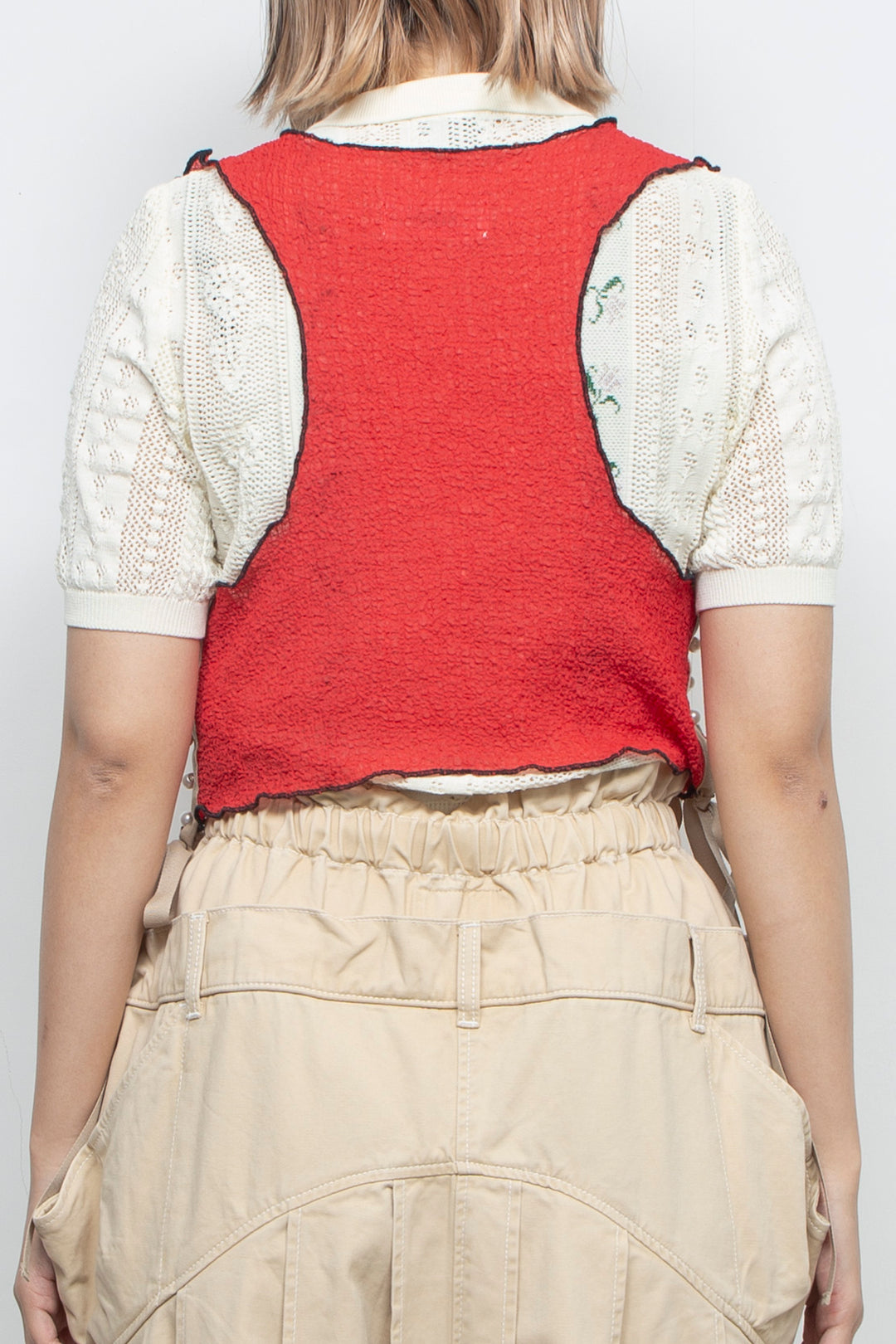Mellow pearl ribbon tank top Red