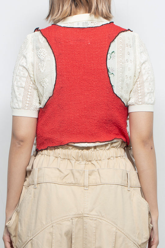 Mellow pearl ribbon tank top Red
