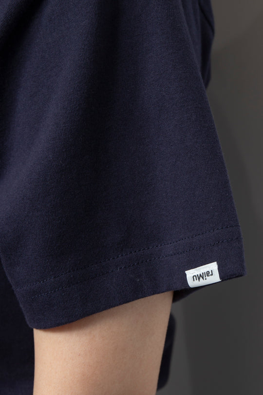 Drawstring Gathered T-Shirt Navy