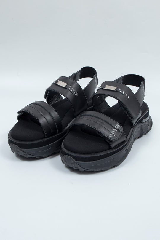 STITCH WORK DOCKING LEATHER SANDALS