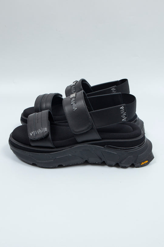 STITCH WORK DOCKING LEATHER SANDALS