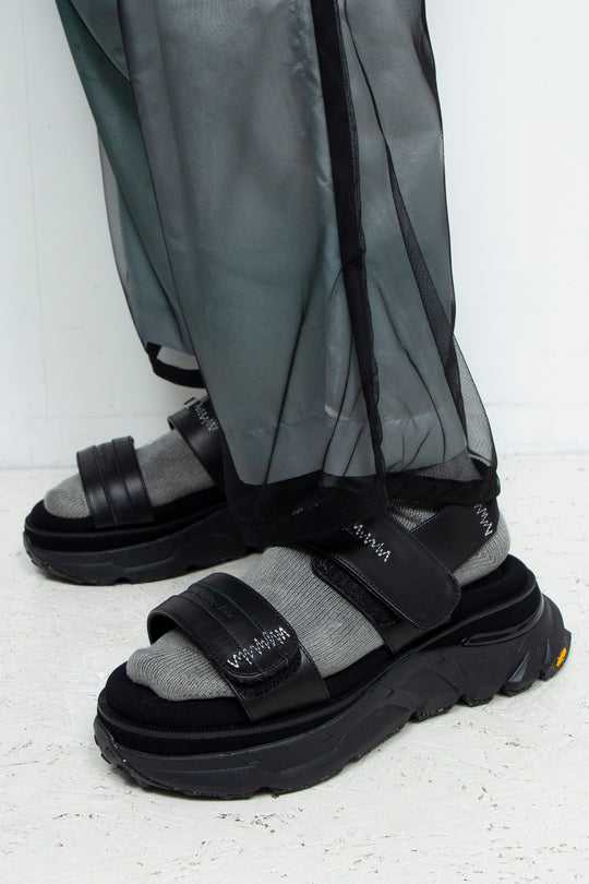 STITCH WORK DOCKING LEATHER SANDALS