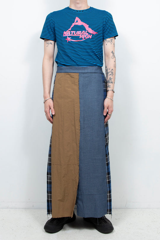 Pleated skirt patchwork denim skirt pants