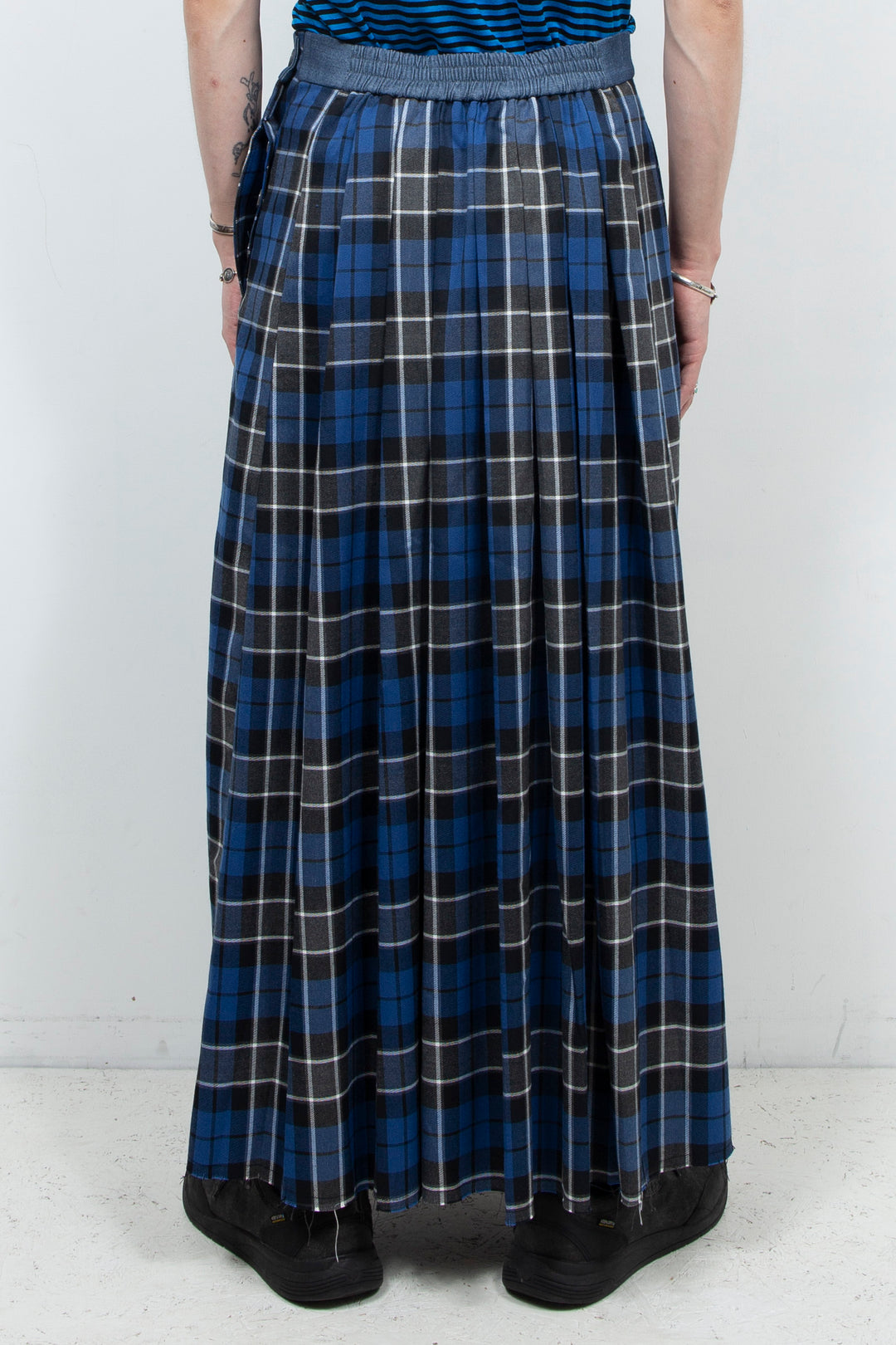 Pleated skirt patchwork denim skirt pants