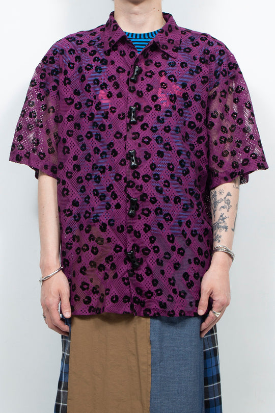 Two tone leopard print casual shirt Pink