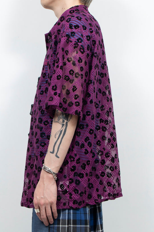 Two tone leopard print casual shirt Pink